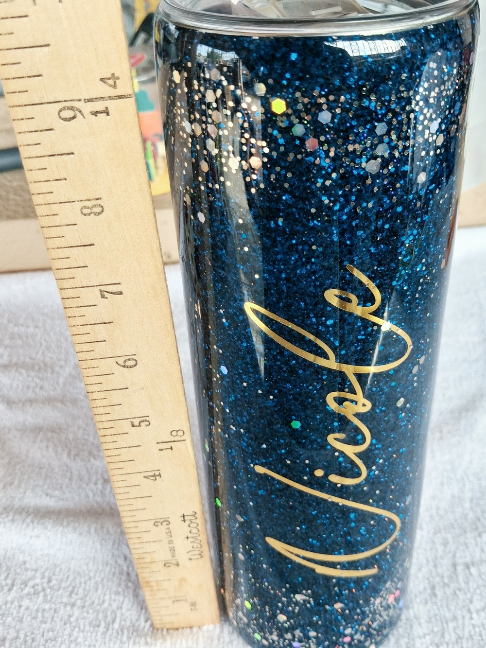 Nicole Blue Glitter Tumbler